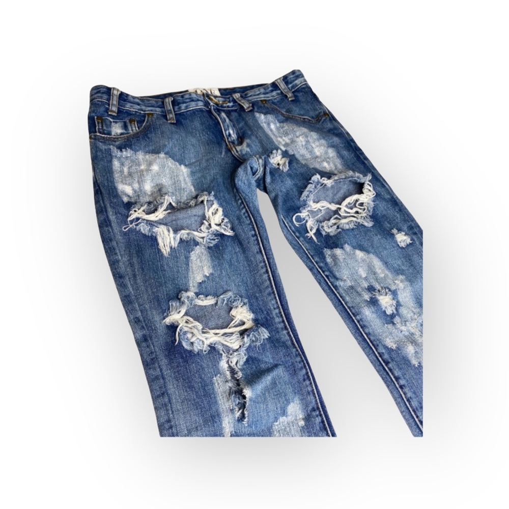 One Teaspoon ☻︎ Trashed Freebirds Skinny Ankle Skinny Zip Jeans ☻︎ Cobain ☻︎ 26 - Picture 6 of 16